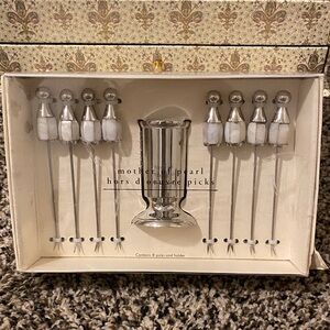 Pier 1 Silver and White Mother of Pearl Hors d'Oeuvre Picks Set